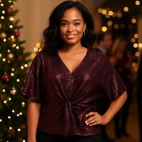 #057 SLOANE & SADIE | NWT | Red Sparkle Top - Women's 2X - Picture 1 of 8